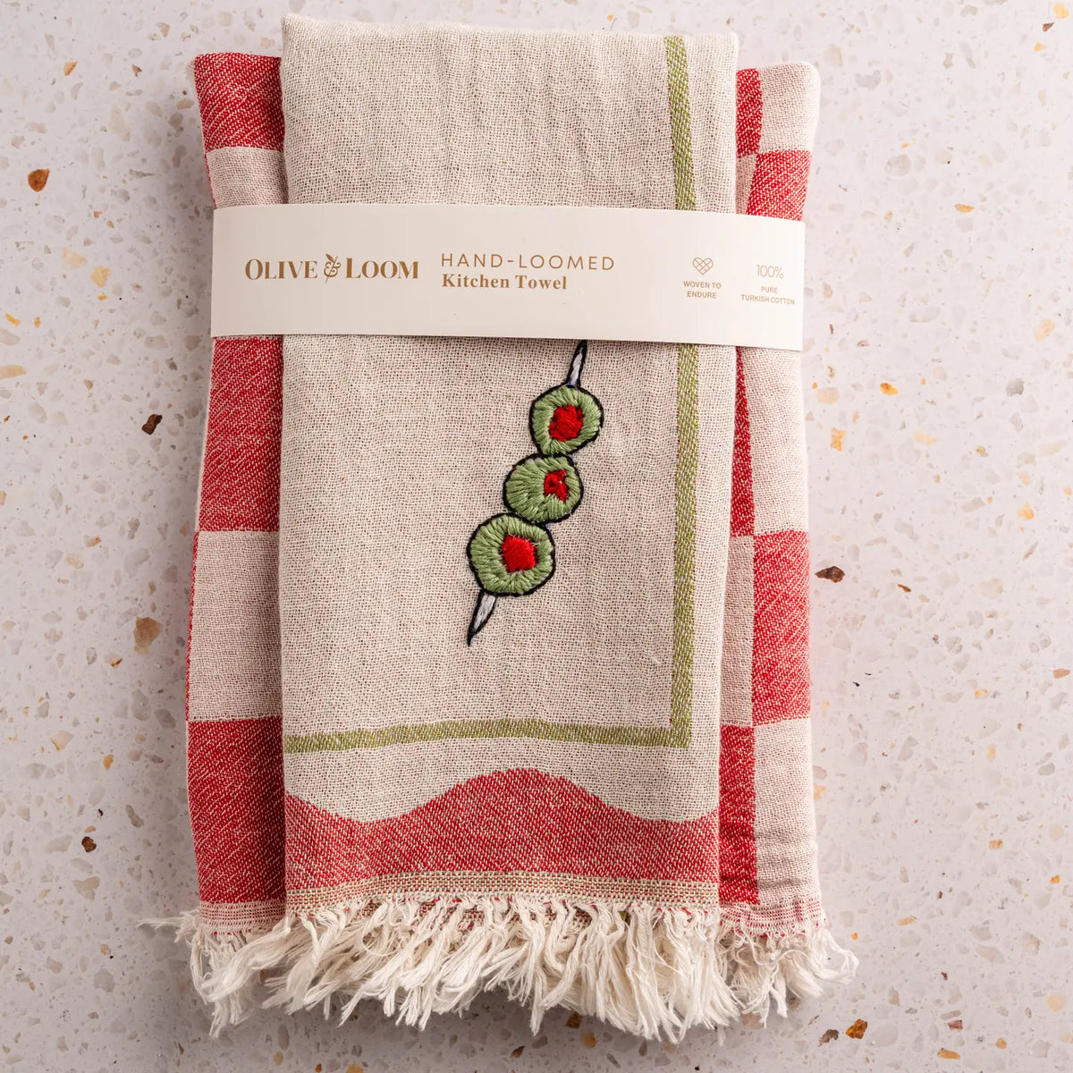 Hand-Stitched Kitchen Towel Set | Olives