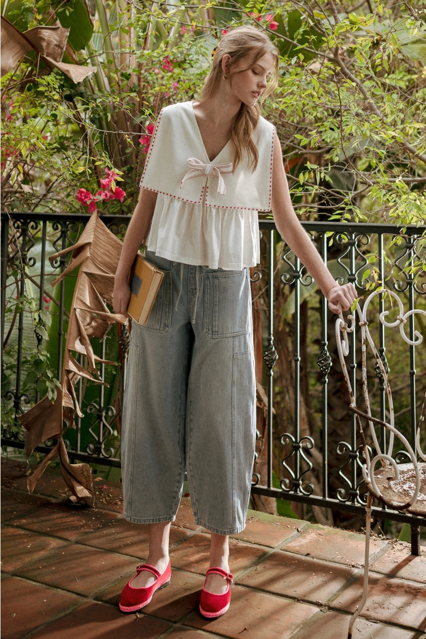 Miou Muse Sailor Collared Top