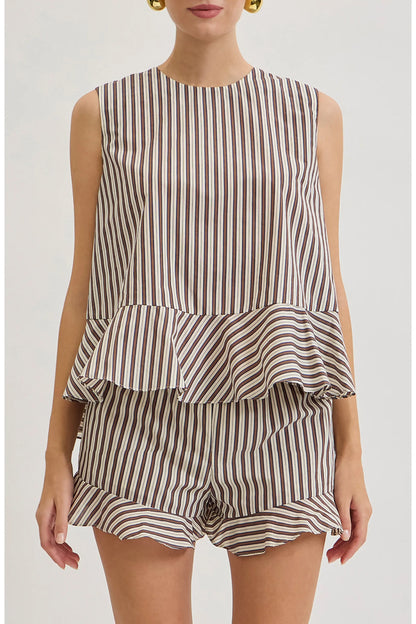 Maude Club Miller Top | Brown Stripe