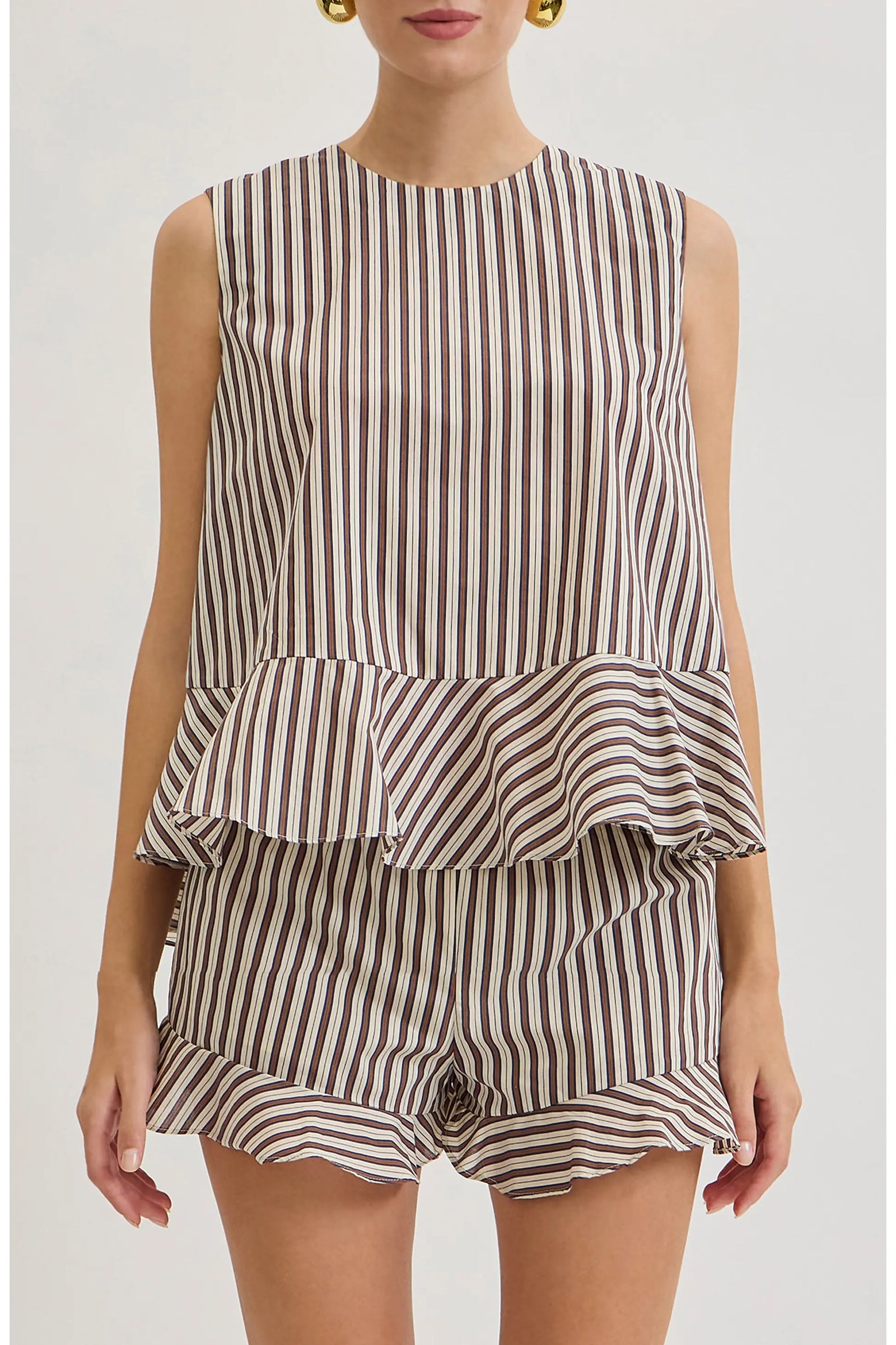 Maude Club Miller Top | Brown Stripe