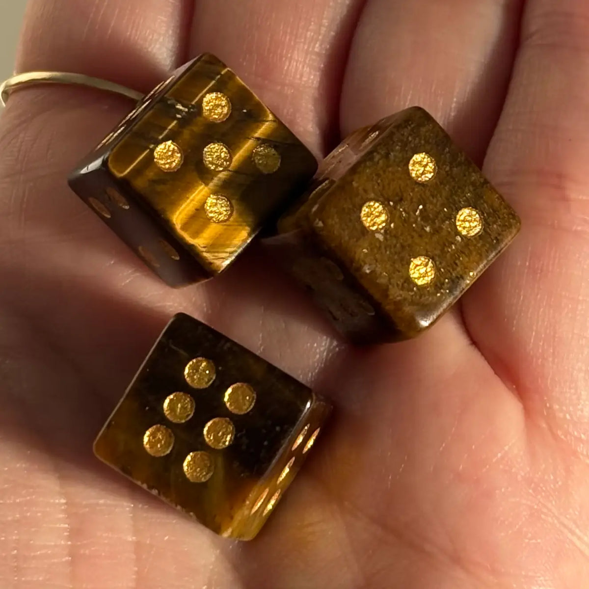 Tiger's Eye Crystal Carved Dice | Mini Protective Stone Die