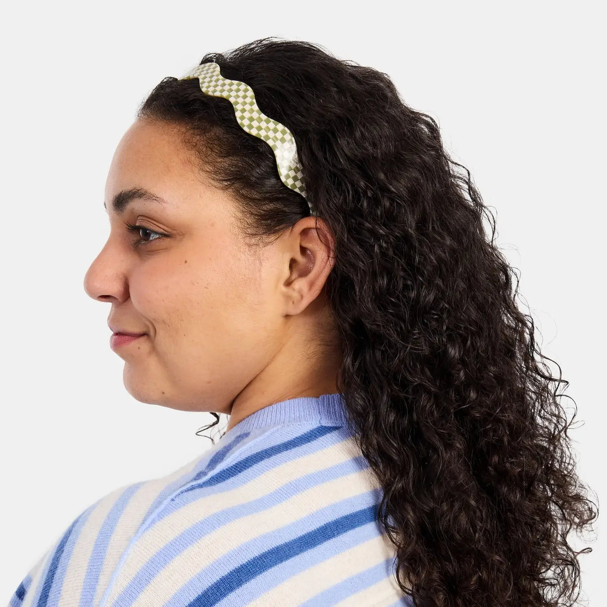 Chunks Wavy Headband | Olive Check