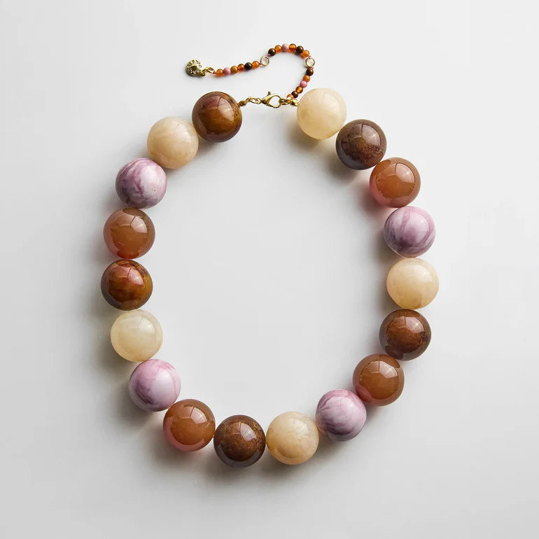 Jane Beaded Necklace | Brown Multi