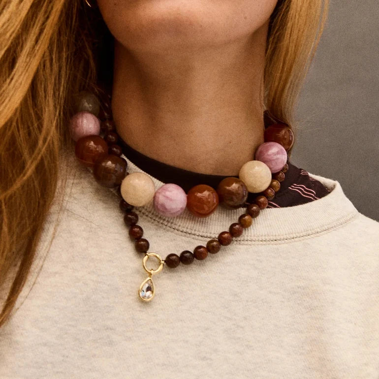Jane Beaded Necklace | Brown Multi