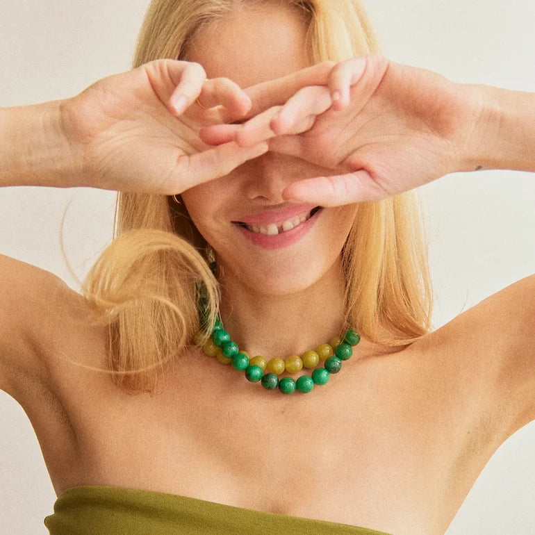 Mini Jane Beaded Necklace | Malachite