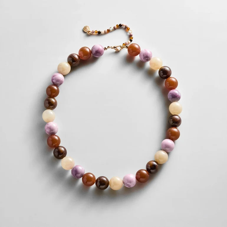 Mini Jane Beaded Necklace | Brown Multi
