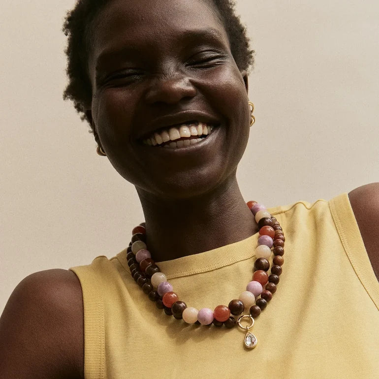 Mini Jane Beaded Necklace | Brown Multi