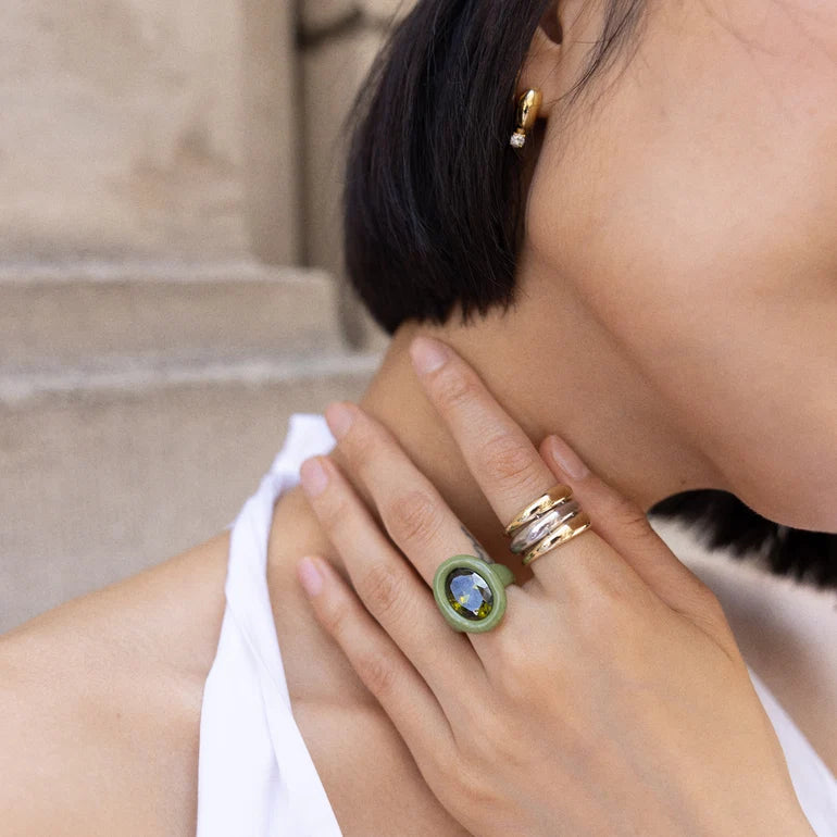 Bauble Bar Joy Pop CZ Ring | Olive