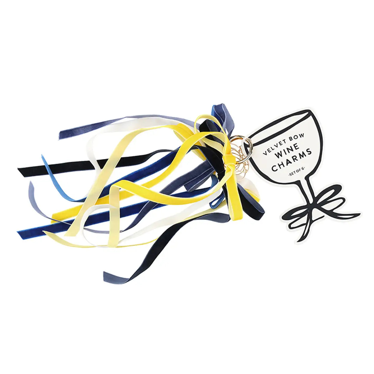 Velvet Bow Wine Charms Set Of 6  | Oyster