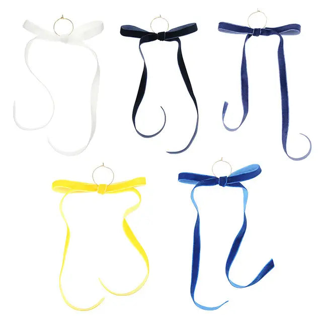 Velvet Bow Wine Charms Set Of 6  | Oyster