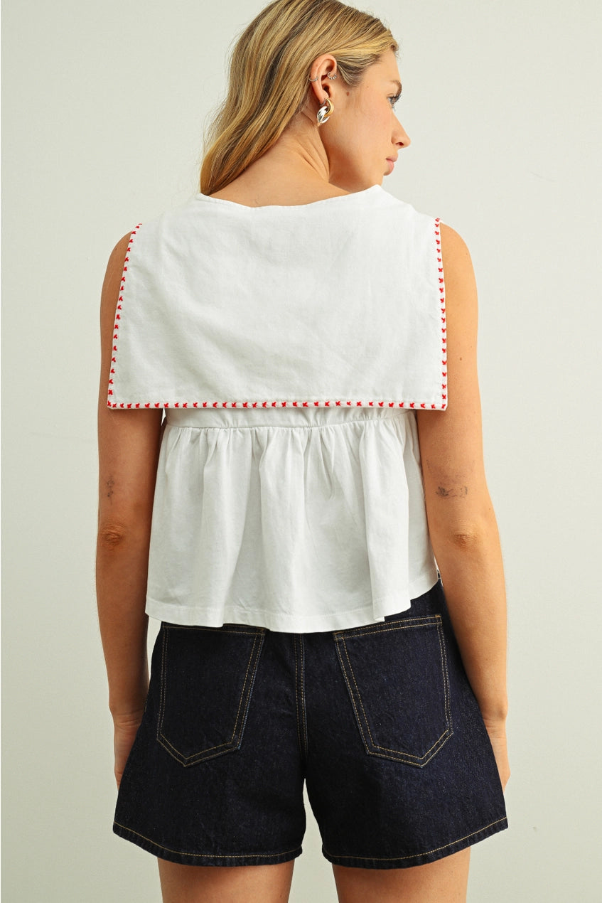 Miou Muse Sailor Collared Top