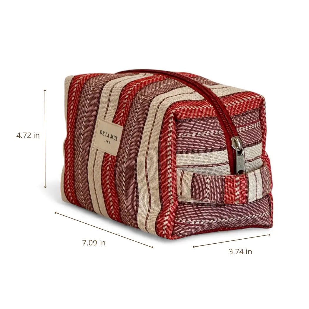De La Mur Squared Makeup Pouch | Burgundy Stripe