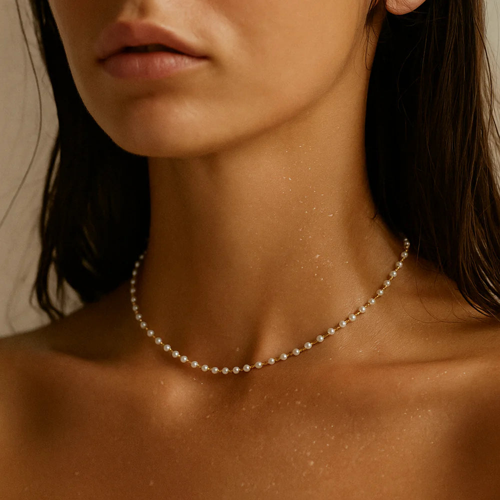 Ellie Vail Sheena Dainty Pearl Choker Necklace