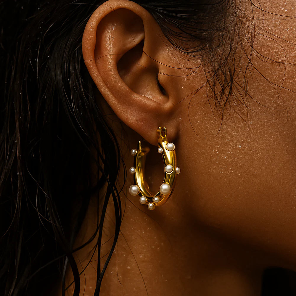 Ellie Vail Nicolette Pearl Hoop Earring