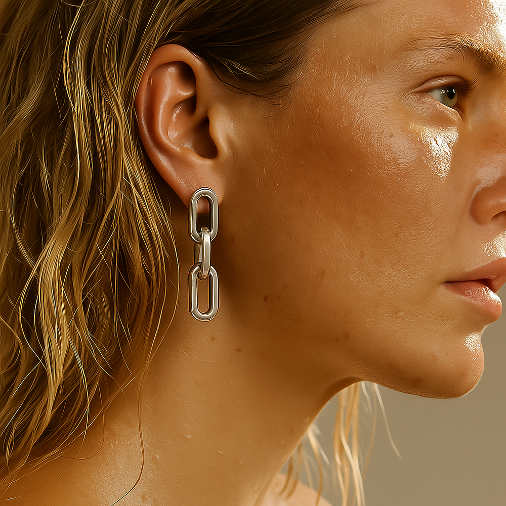 Ellie Vail Gage Oversized Link Earring | Silver