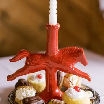Dala Horse Ceramic Candlestick Holder