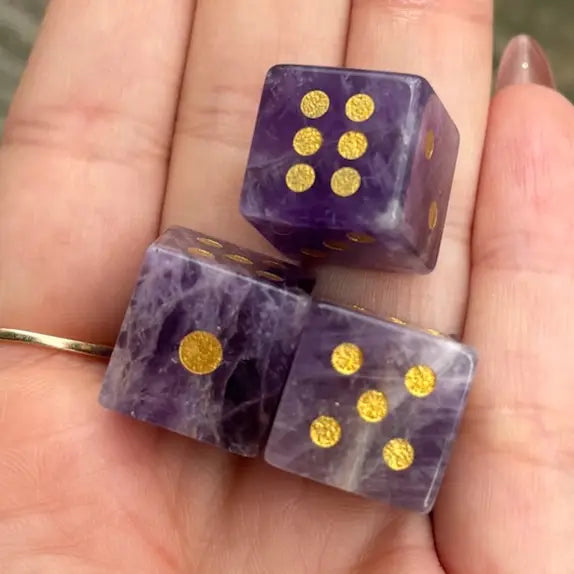 Amethyst Carved Dice | Mini Stress Relief Stone Die
