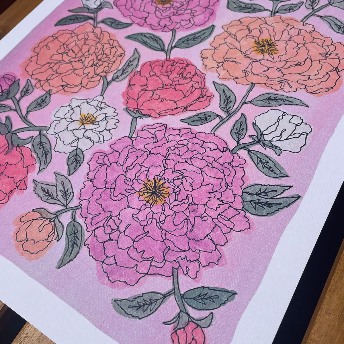 Kim Hoppe 11x14 Art Print | Pastel Peonies