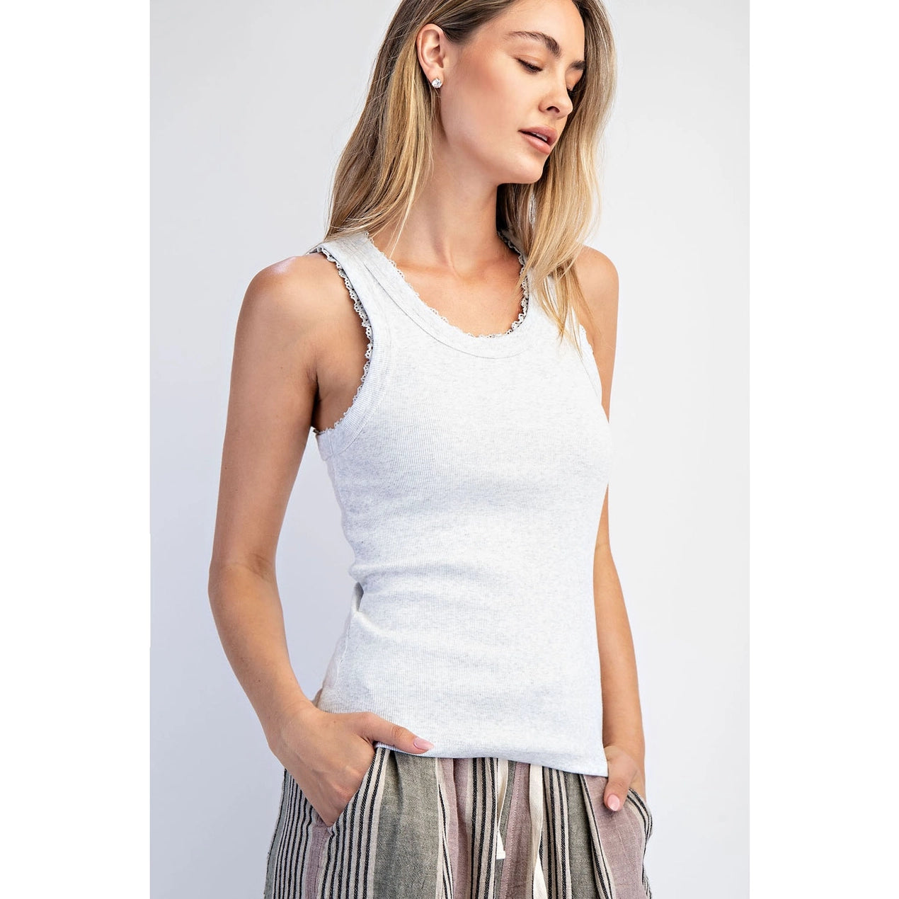 Ribbed Knit Tank | Heather Grey