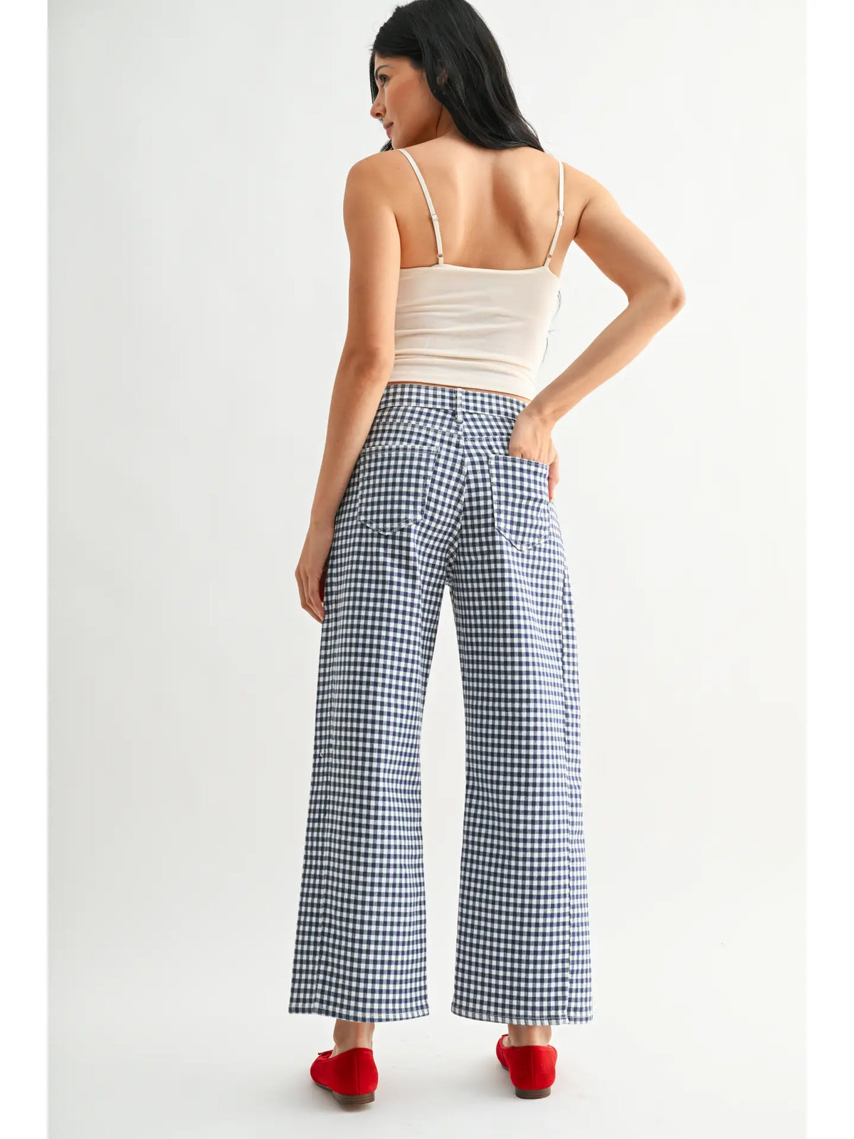 Just Black Denim Barrel Twist Jean | Navy Gingham