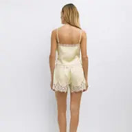 The Sera Satin Lace Shorts | Butter Yellow