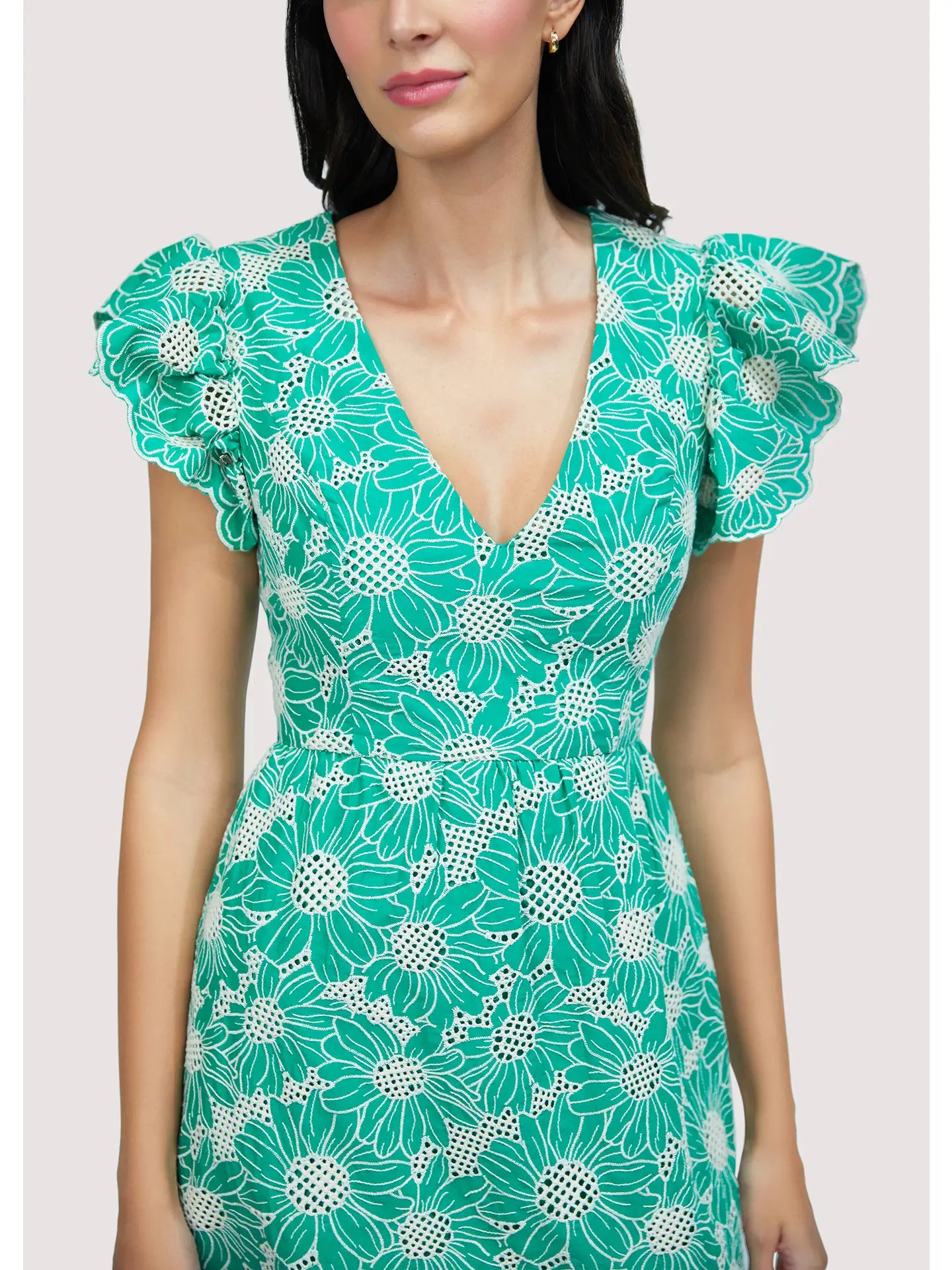 Floral Green Embroidered Dress