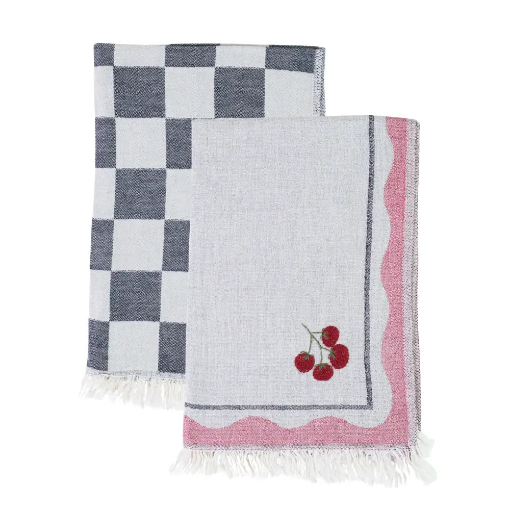 Hand-Stitched Kitchen Towel Set | Tomatoes