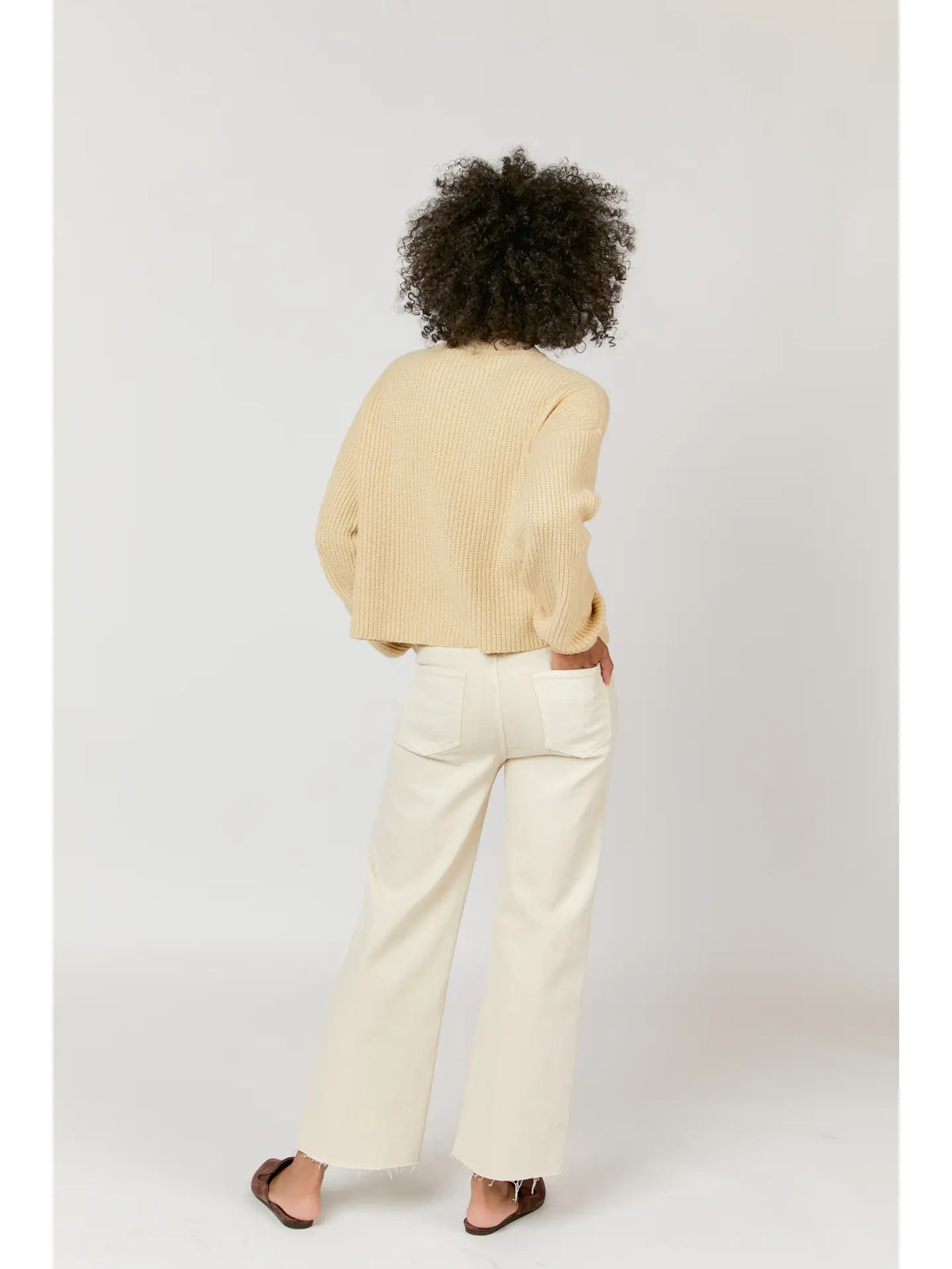 Oliver Logan Aberdeen Ankle Crop High Rise Jeans | Cream