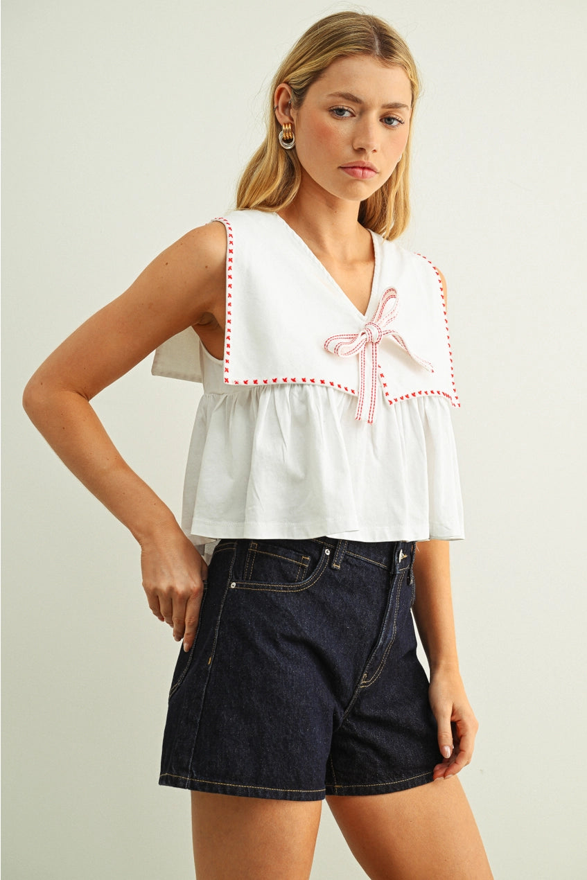 Miou Muse Sailor Collared Top
