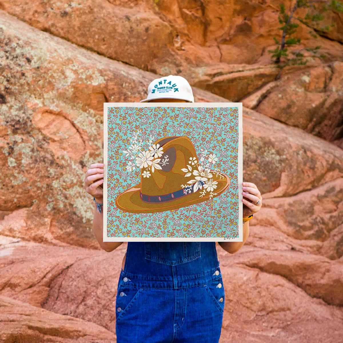 Blue Cowboy Hat Art Print | 12x12