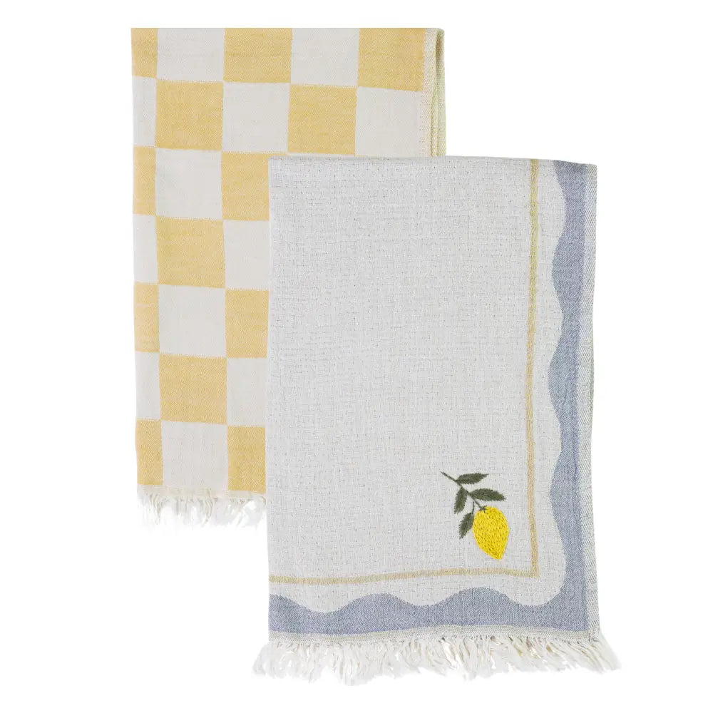 Hand-Stitched Kitchen Towel Set | Lemons