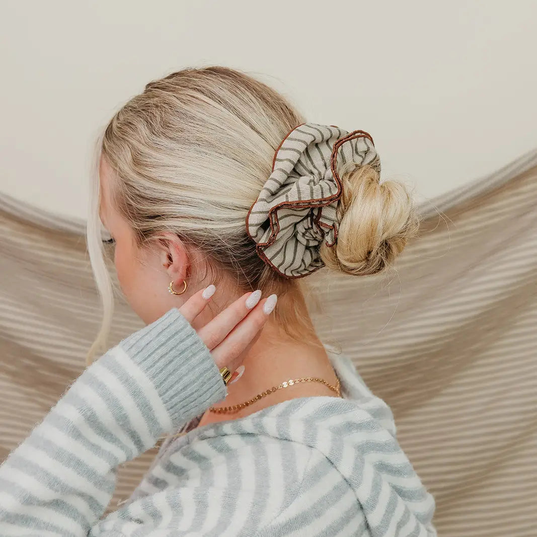 Corset Scrunchie | Striped Brown + Tan