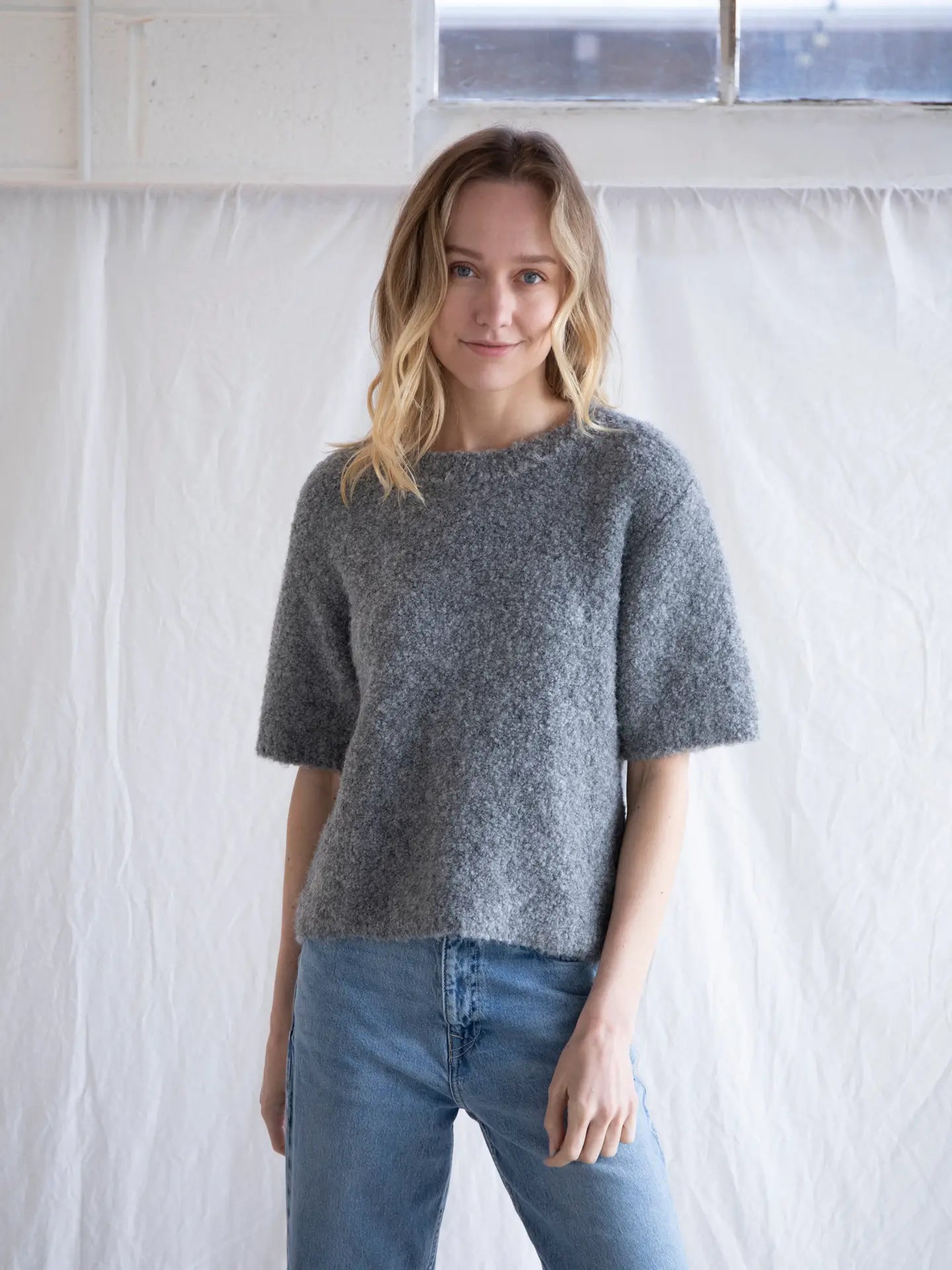 Boucle Sweater Tee | Grey