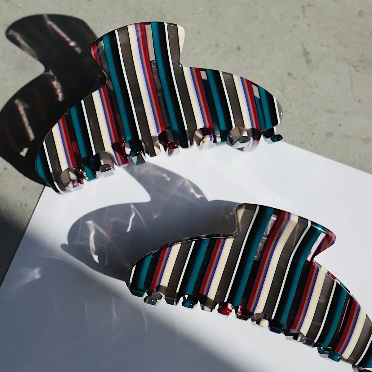 Berry Stripe Claw Clip