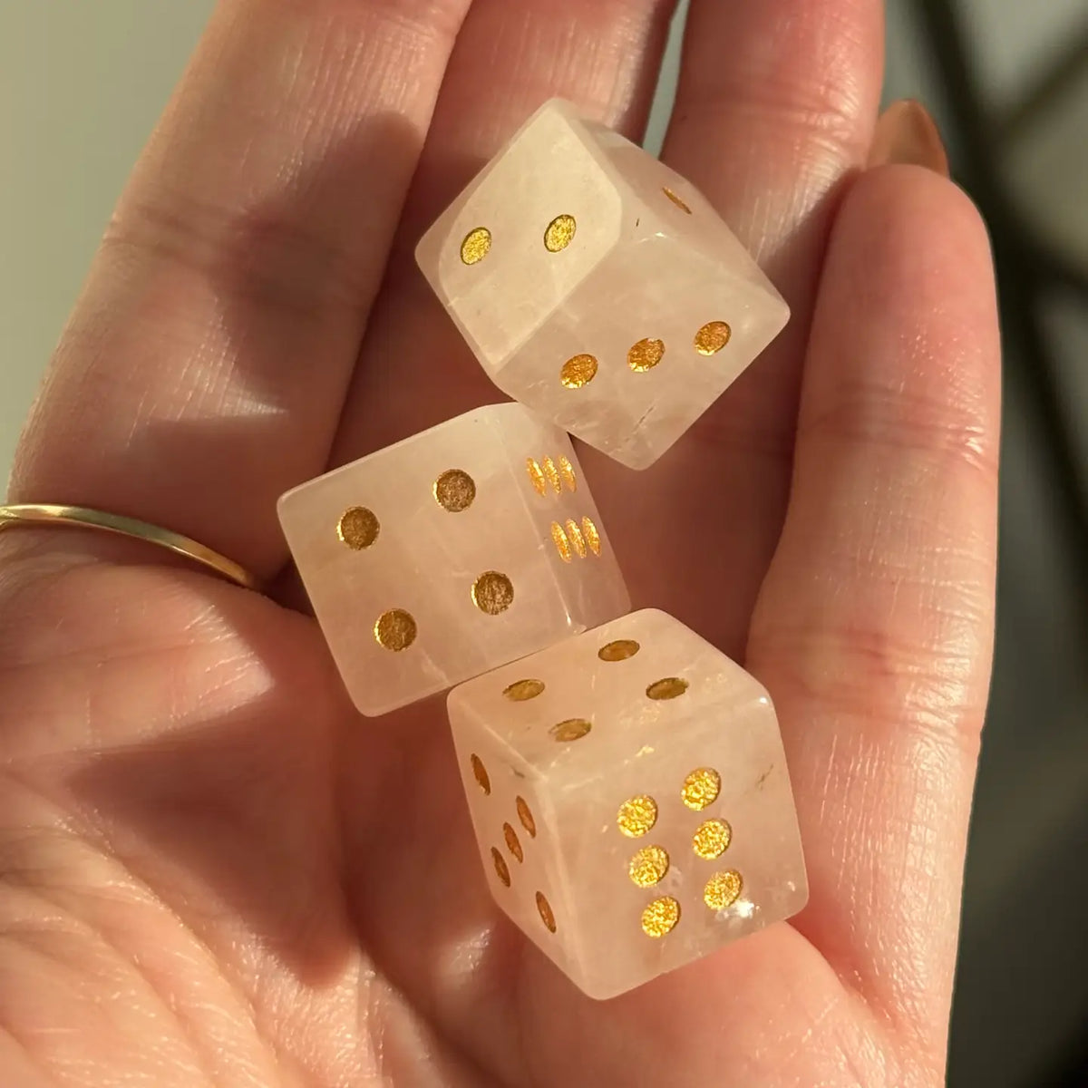 Rose Quartz Crystal Carved Dice | Mini Love Stone Die