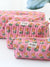 Quilted Cosmetic Bag Set of 3 | Bubblegum