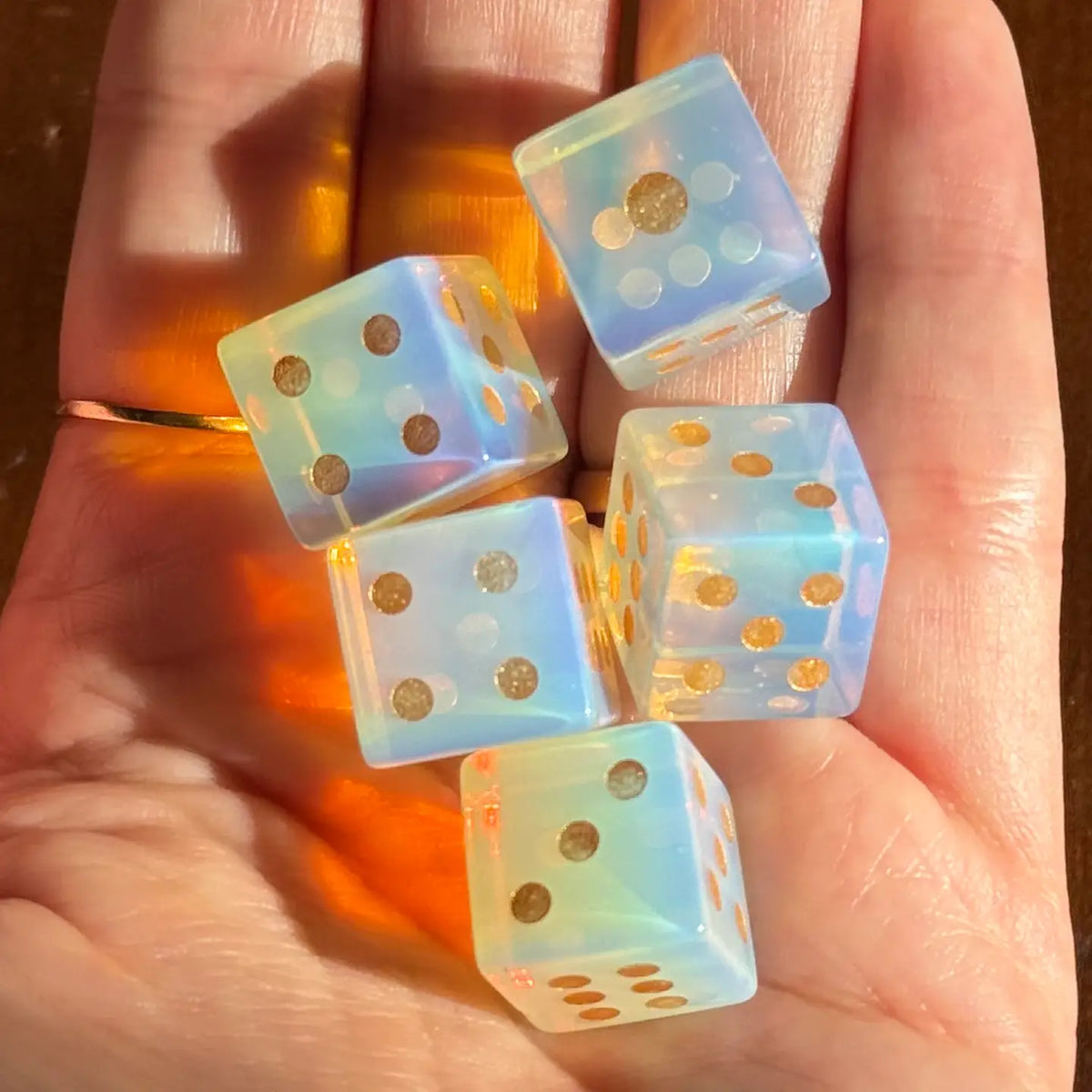 Opalite Carved Dice | Mini Calming Glass Die