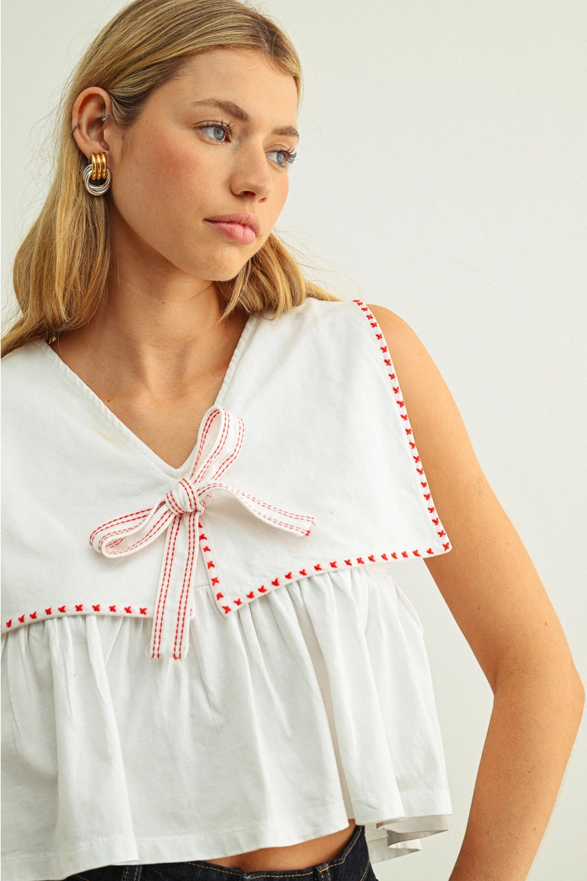 Miou Muse Sailor Collared Top