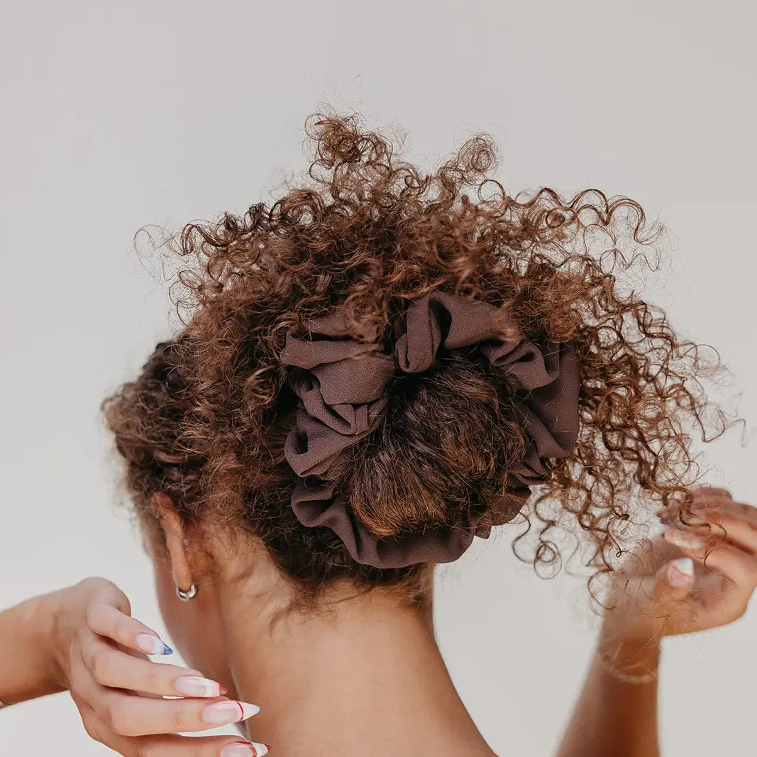Oversized Chiffon Scrunchie | Dark Brown