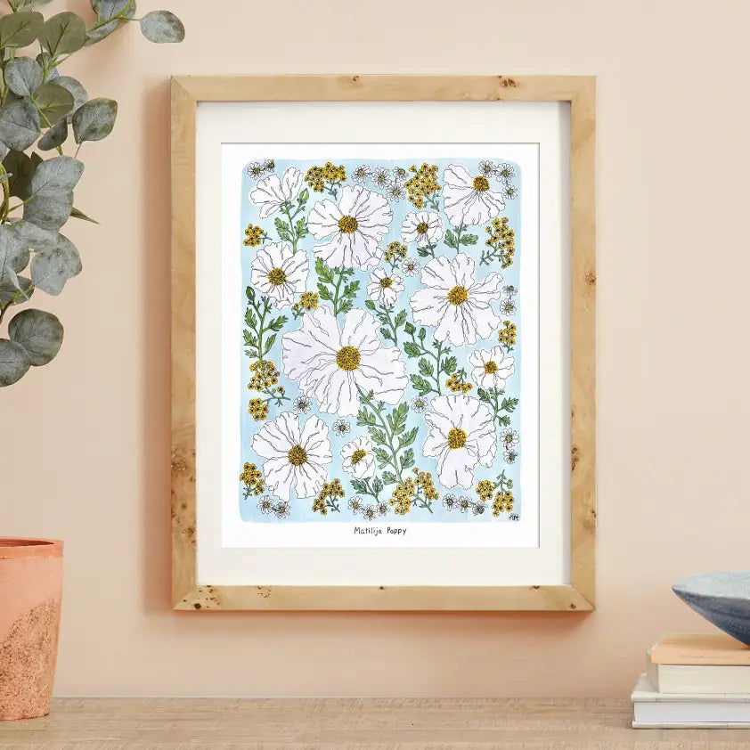 Kim Hoppe Art Print | Matilija Poppy Blue