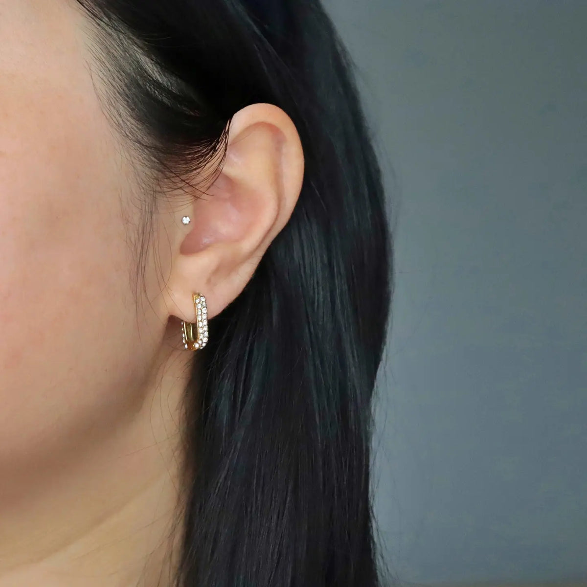 Rectangular Pave Huggies