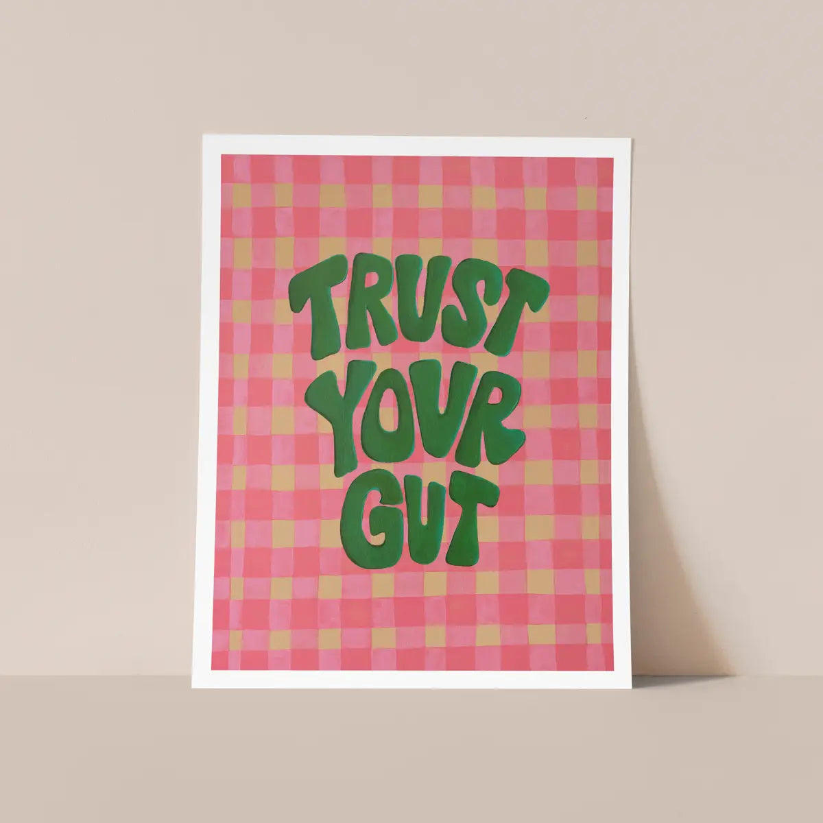 Trust Your Gut Art Print | Hot Pink + Green |  8x10