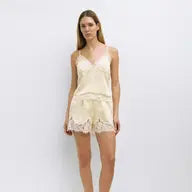 The Sera Satin Lace Shorts | Butter Yellow