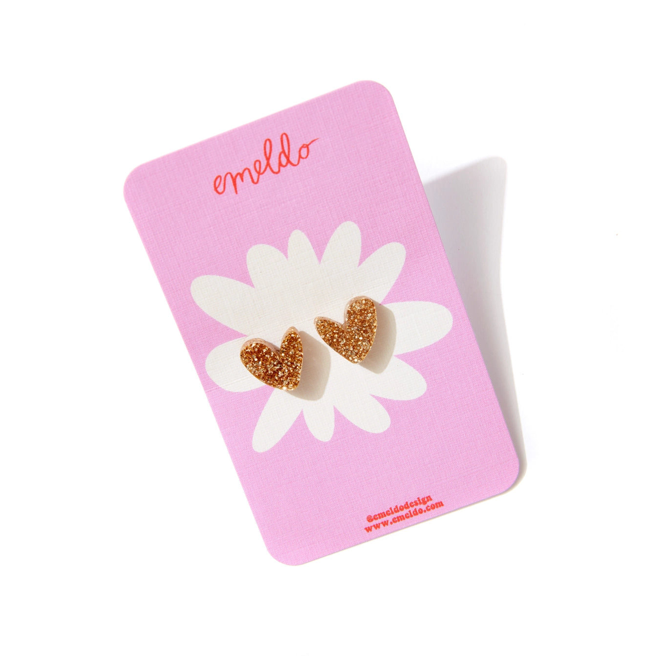 Heart Shaped Studs | Gold Fine Glitter