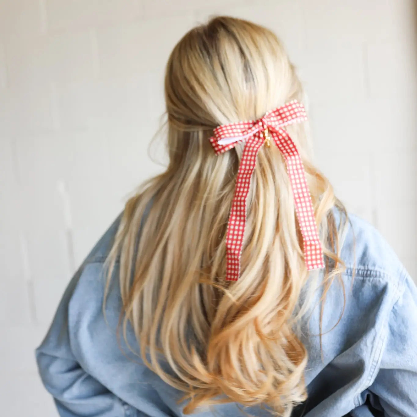 Red Plaid Scalloped Bow