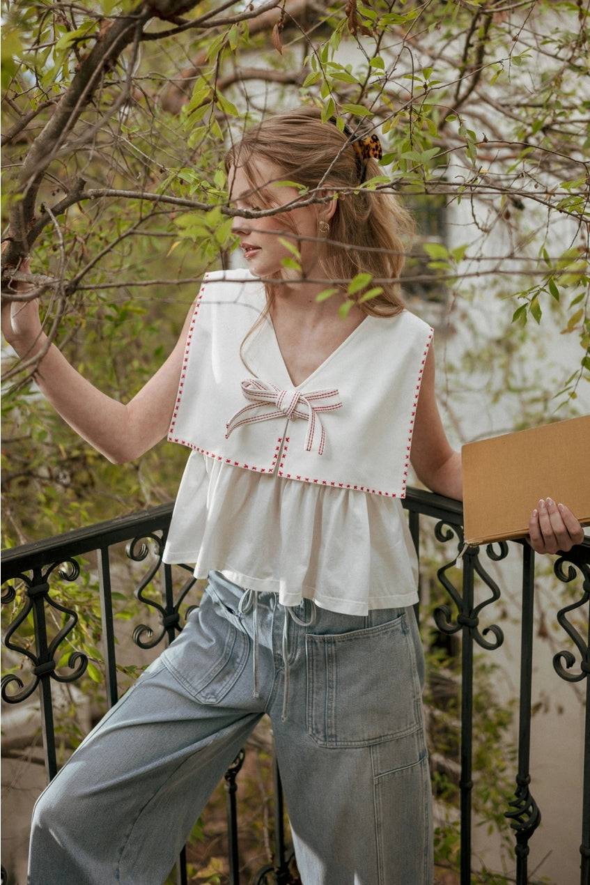 Miou Muse Sailor Collared Top