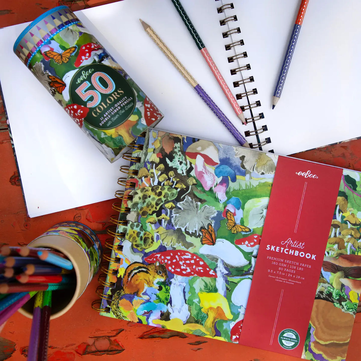 Mushroom Double Sided Colored Pencils | 25 Pencils 50 Colors