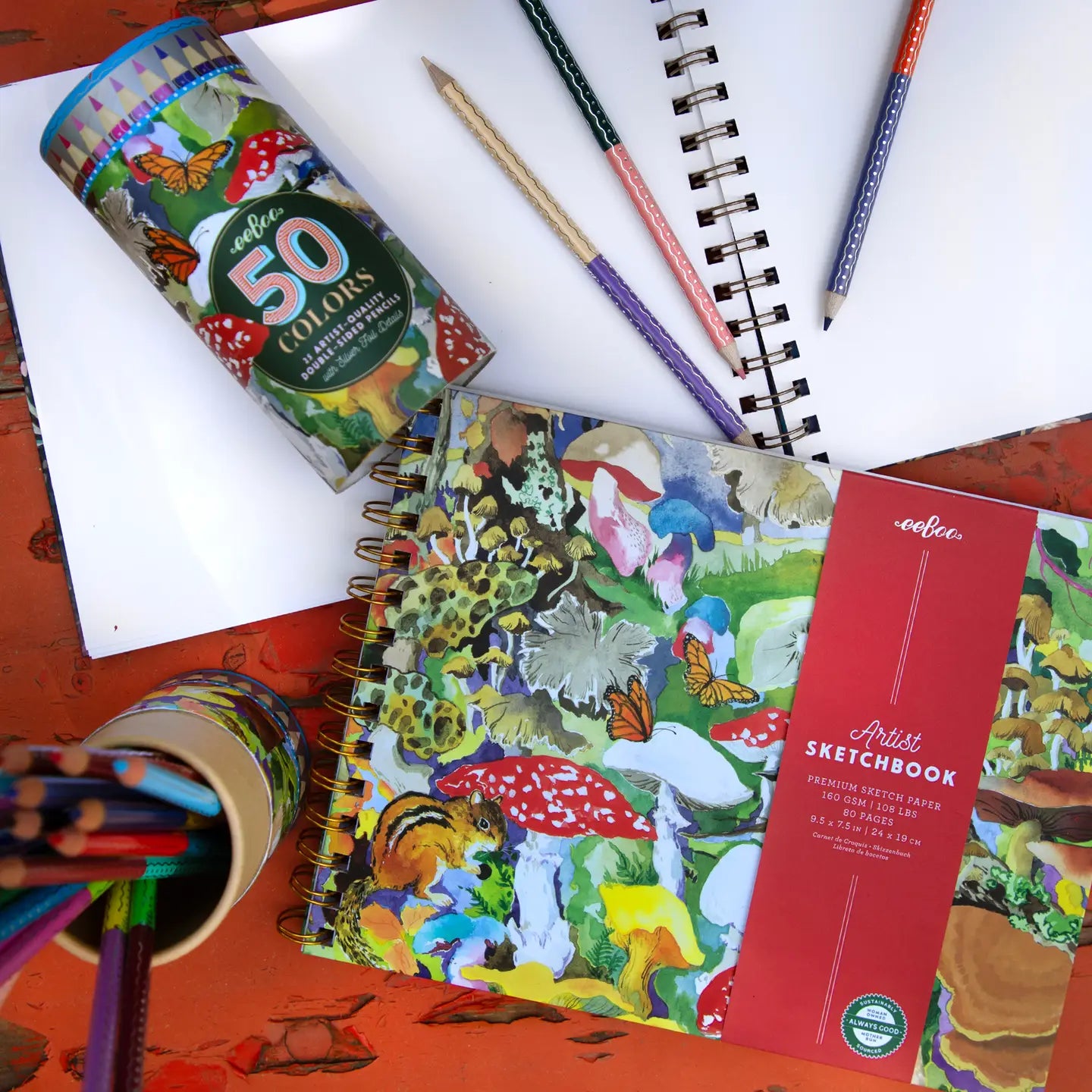 Mushroom Double Sided Colored Pencils | 25 Pencils 50 Colors