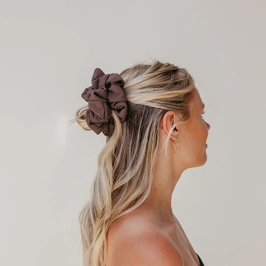 Oversized Chiffon Scrunchie | Dark Brown