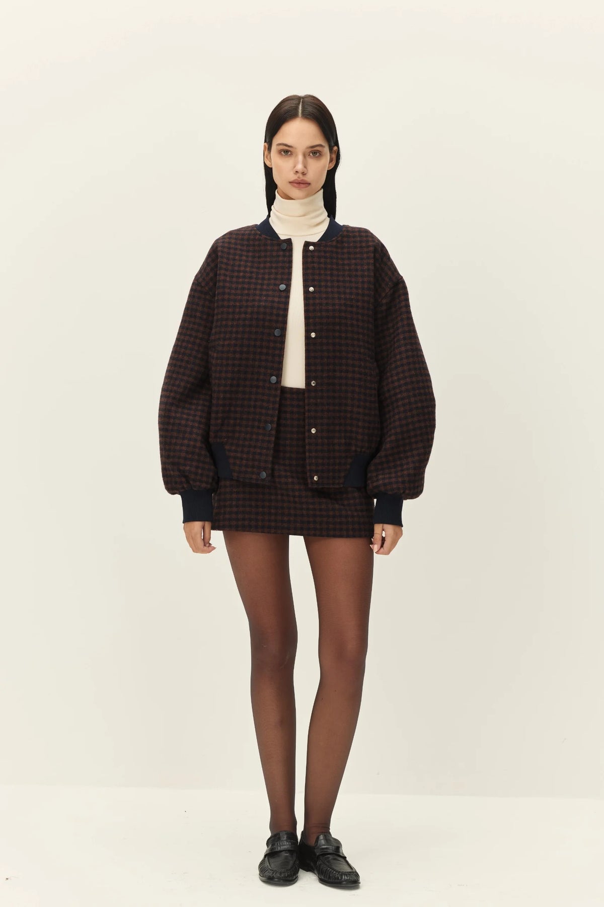 Elodie The Label Simone Bomber Jacket | Navy + Brown